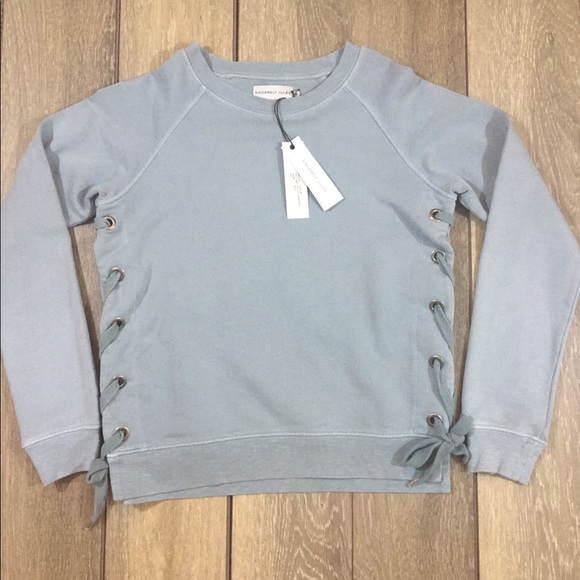 🚫🛑SOLD🚫🛑Sincerely Jules lace up blue pullover - Picture 2 of 8